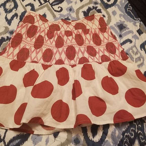 Anthropologie Maeve Polka Dot Smocked Mini Dress Cream/Rust NWOT Sz. XS - Picture 9 of 9